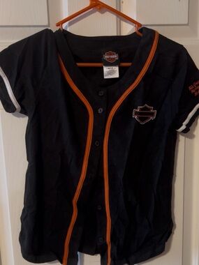 Harley-Davidson Women’s Black & Orange Baseball Tee